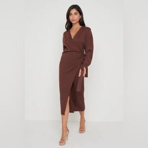 PRETTY LAVISH Brown Sweater Dress